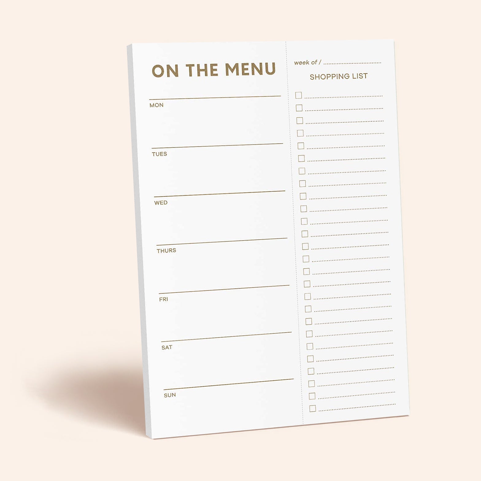 Gold Meal Planner Notepad