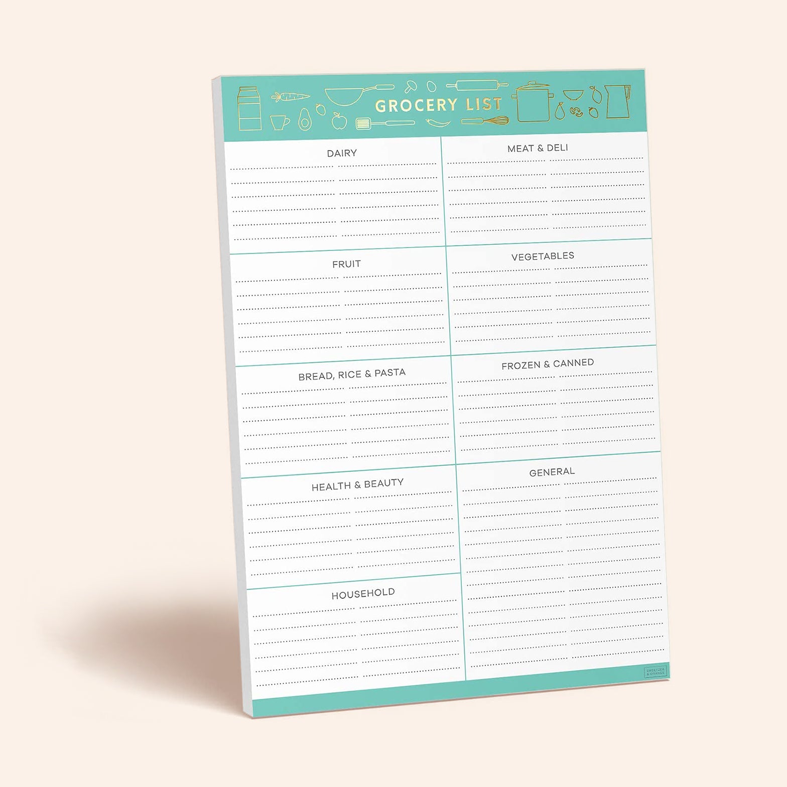 Teal Grocery List Notepad