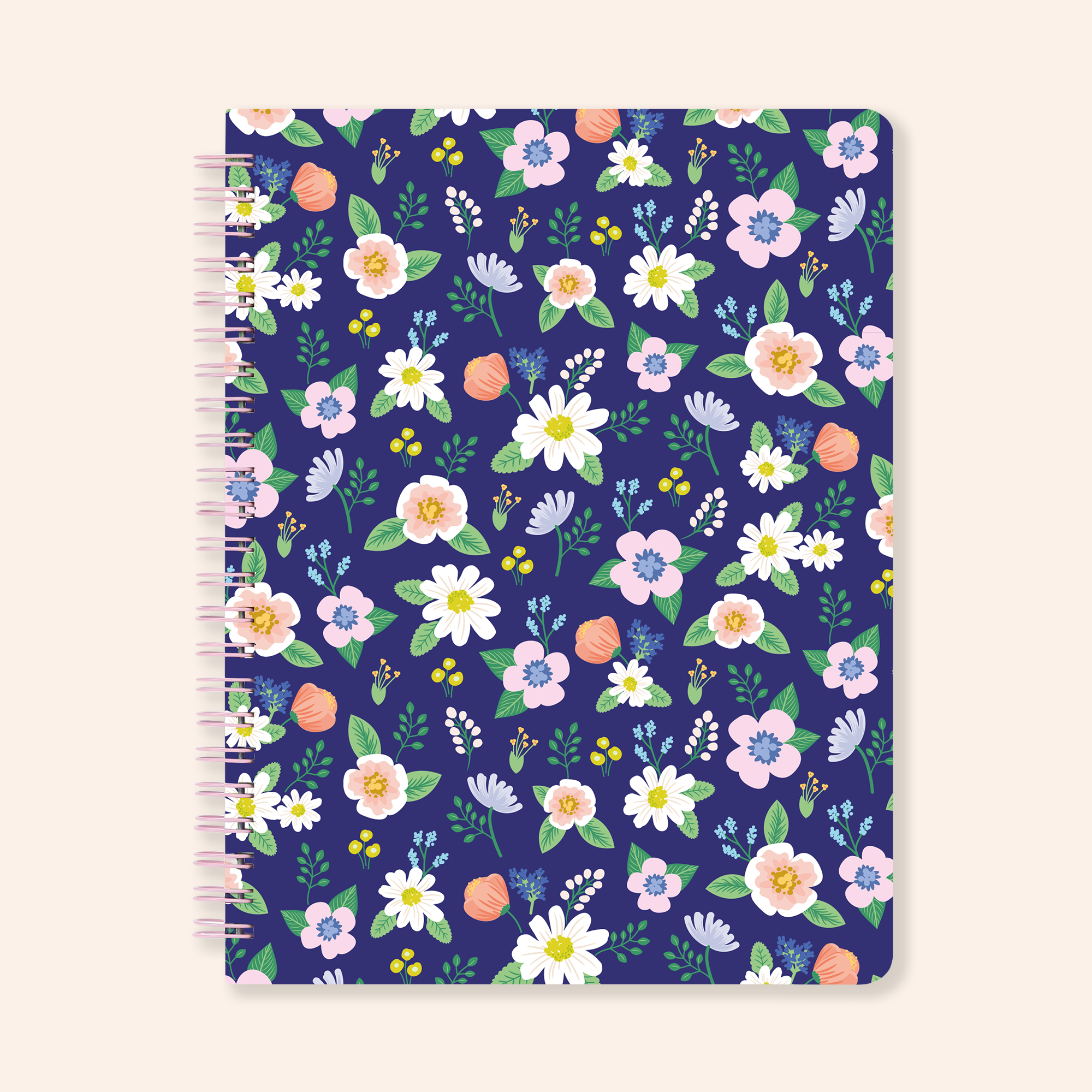 Navy Floral Notebook - 6.25x8.25
