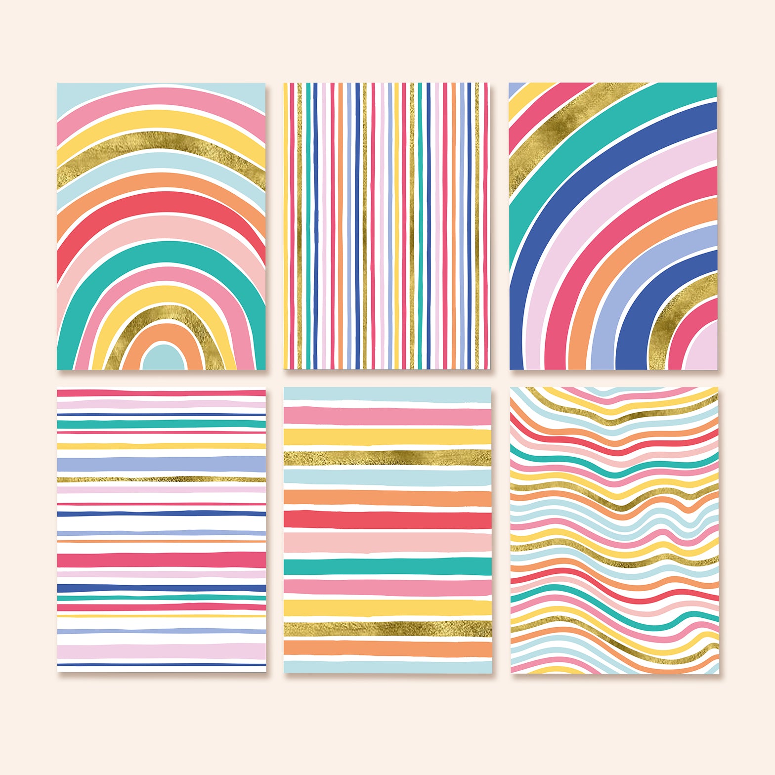 Striped Notecards | Set of 48