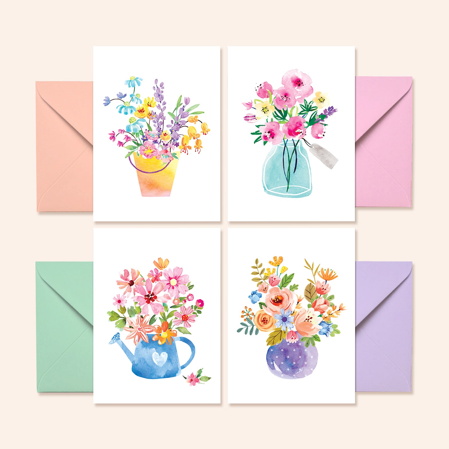 Watercolor Floral Notecards | Set of 24
