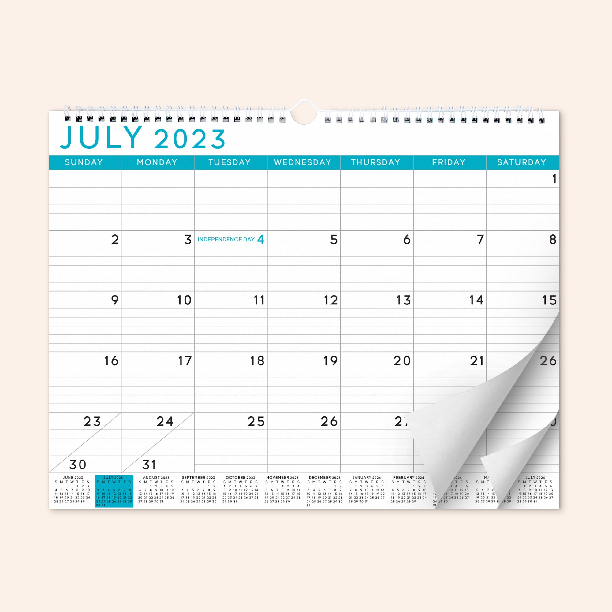 Blue Business Wall Calendar Mid-2023 to 2024