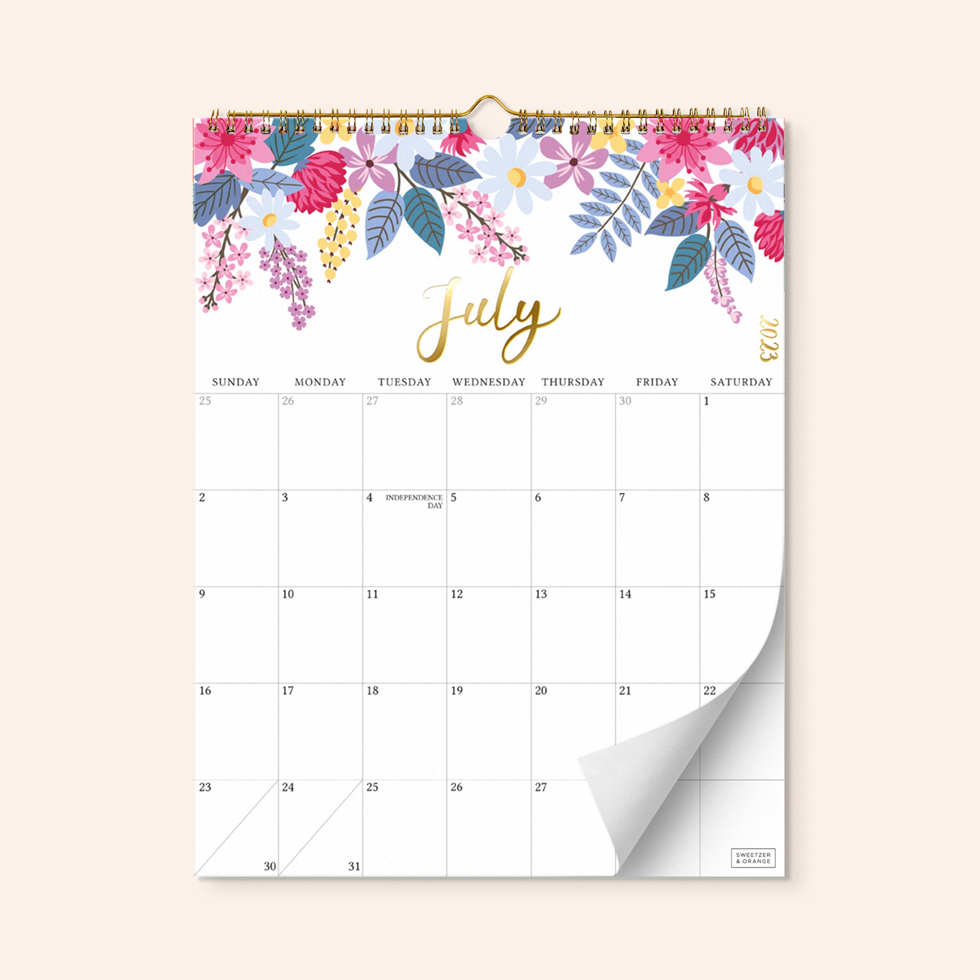 New Vertical Floral Wall Calendar Mid-2023 to 2024