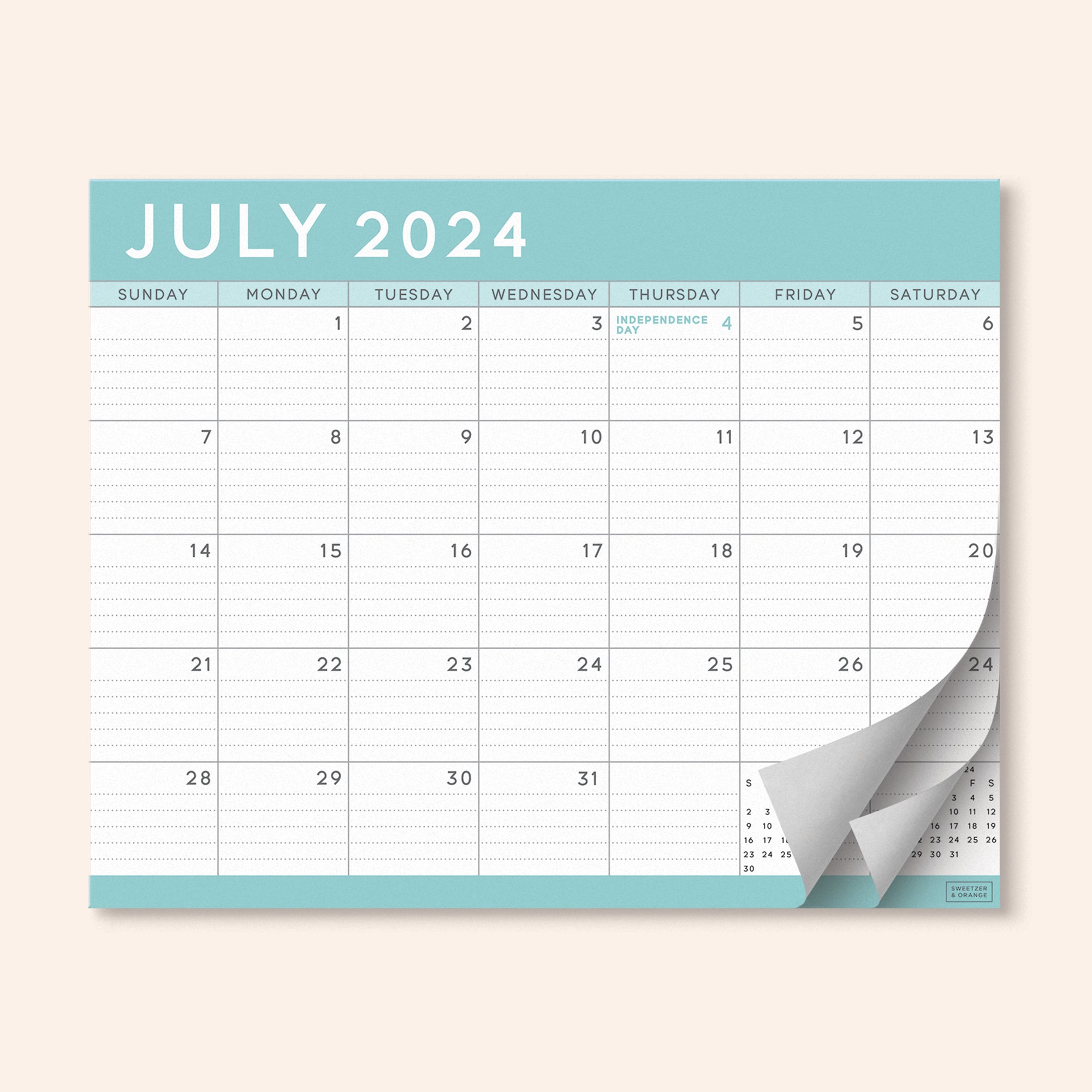 Teal Refrigerator Calendar Mid-2023 to 2024