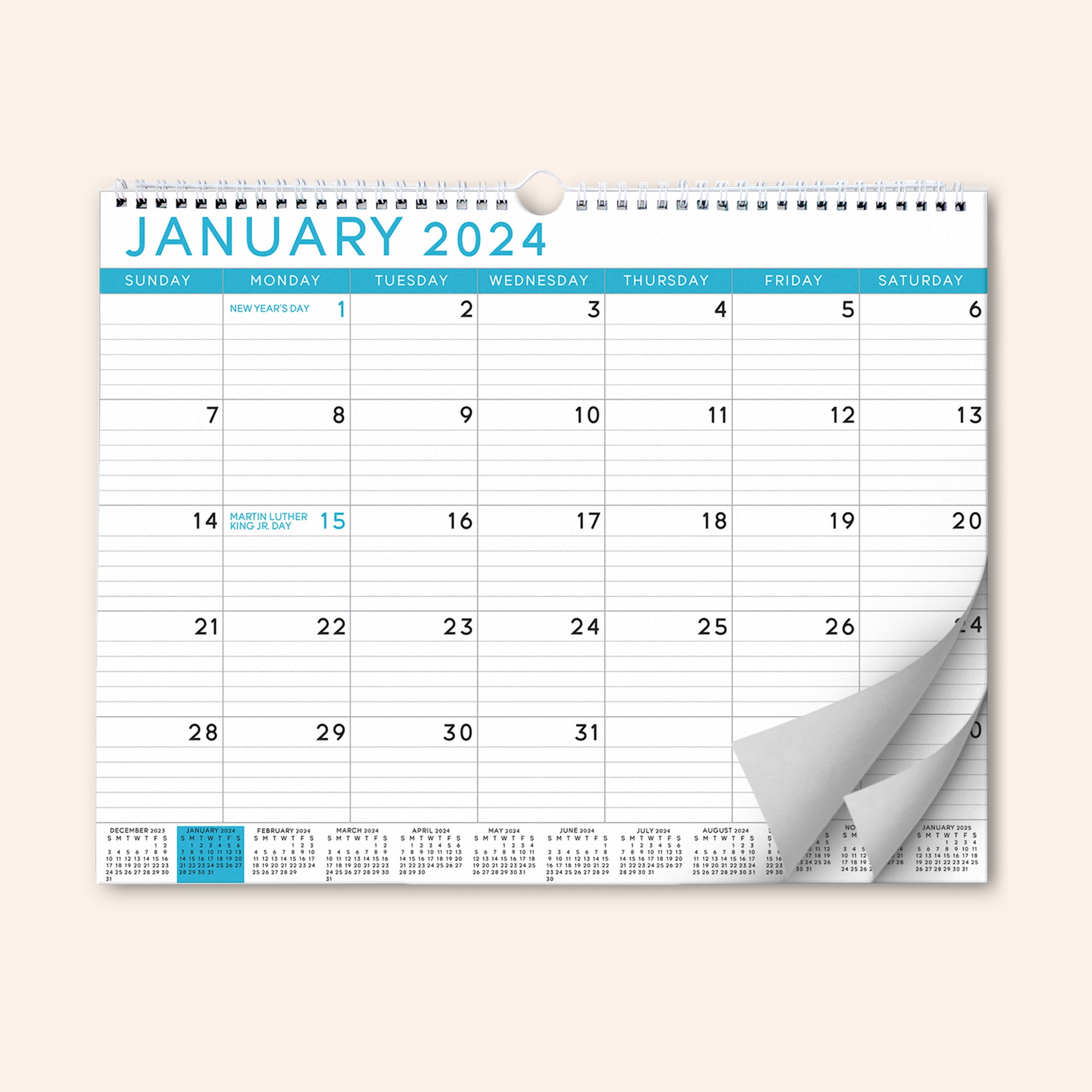 2024-2025 Blue Business Wall Calendar