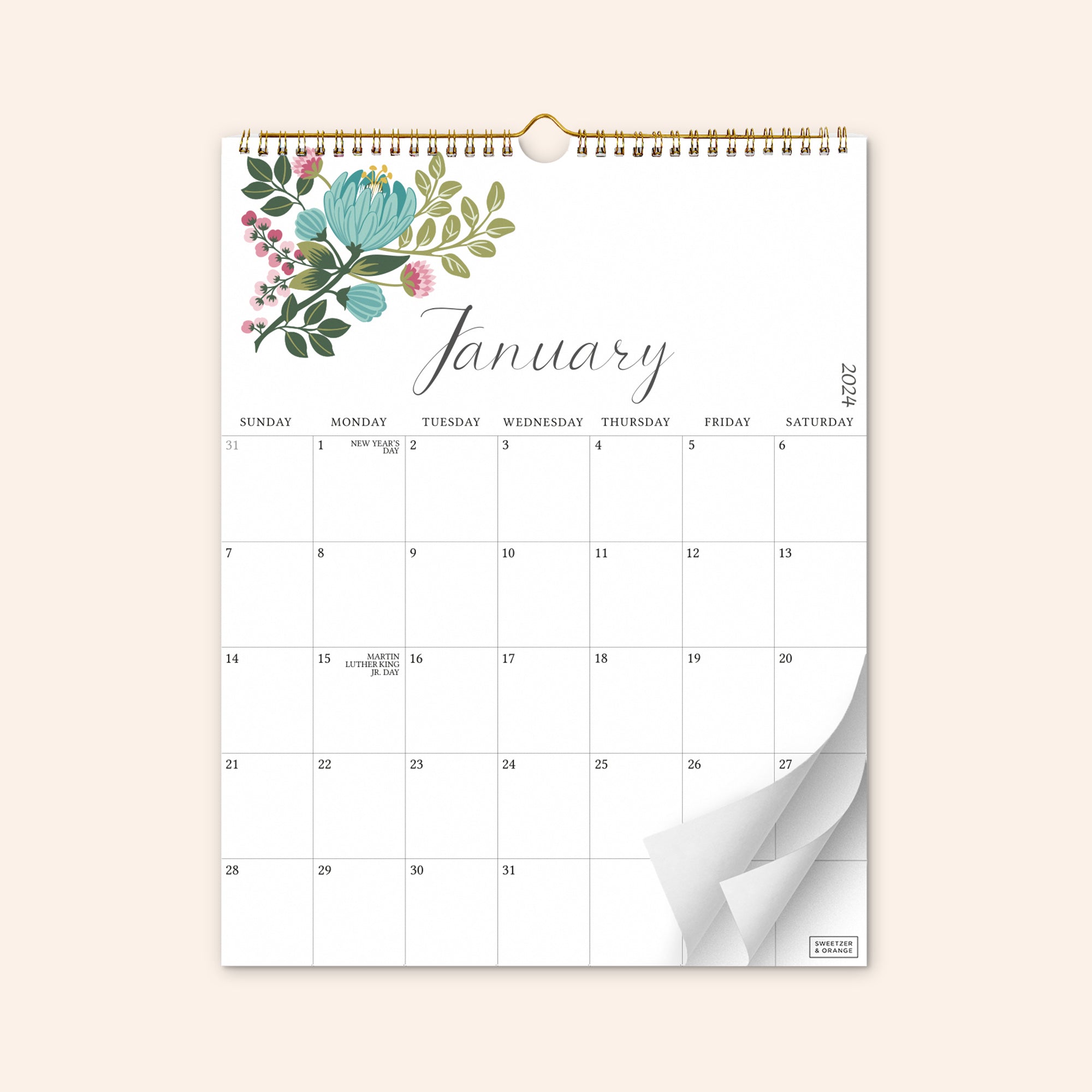 2024-2025 12 Flowers Wall Calendar