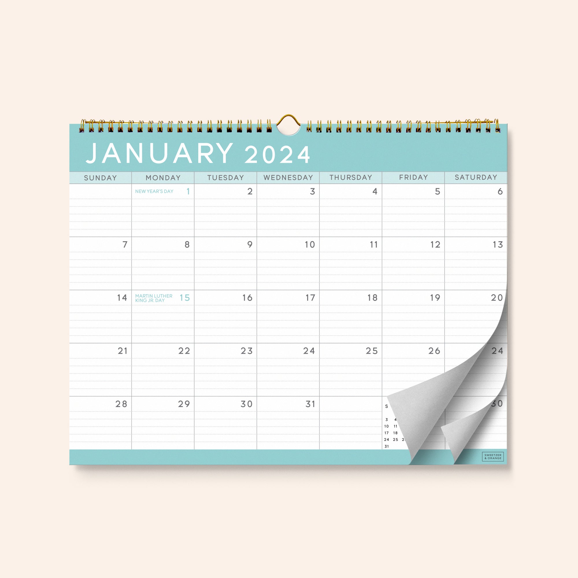 2024-2025 Teal Wall Calendar