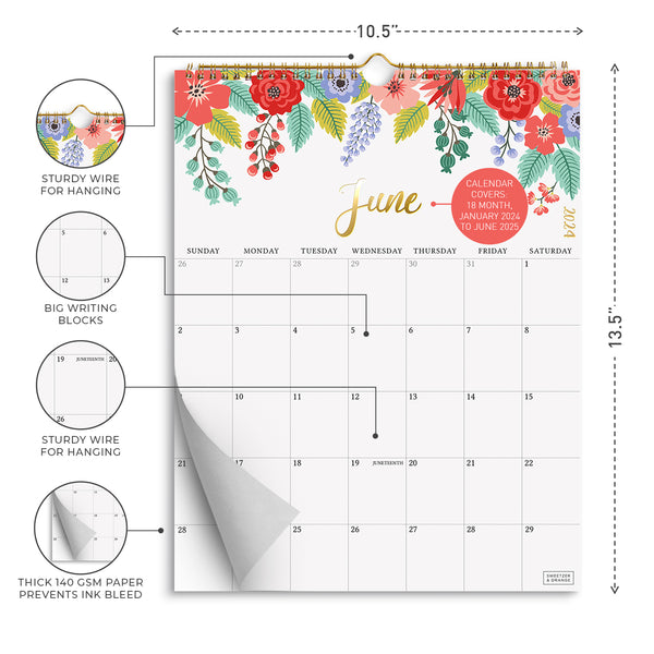 2024-2025 Vertical Floral Wall Calendar – Sweetzer & Orange