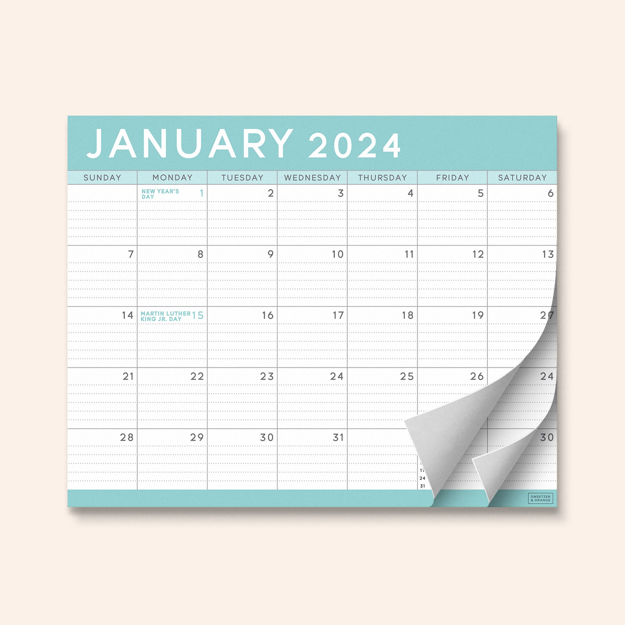 2024-2025 Teal Refrigerator Calendar