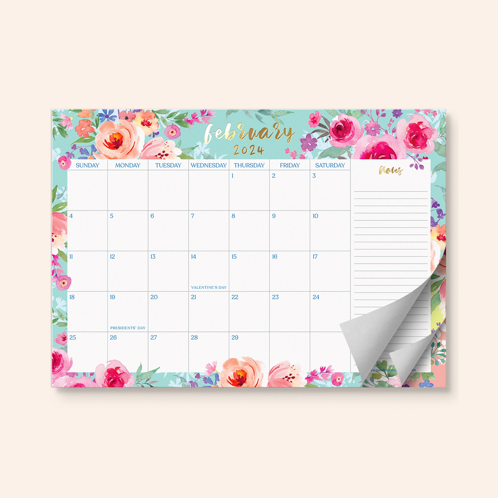 2024-2025 Watercolor Floral Desk Calendar