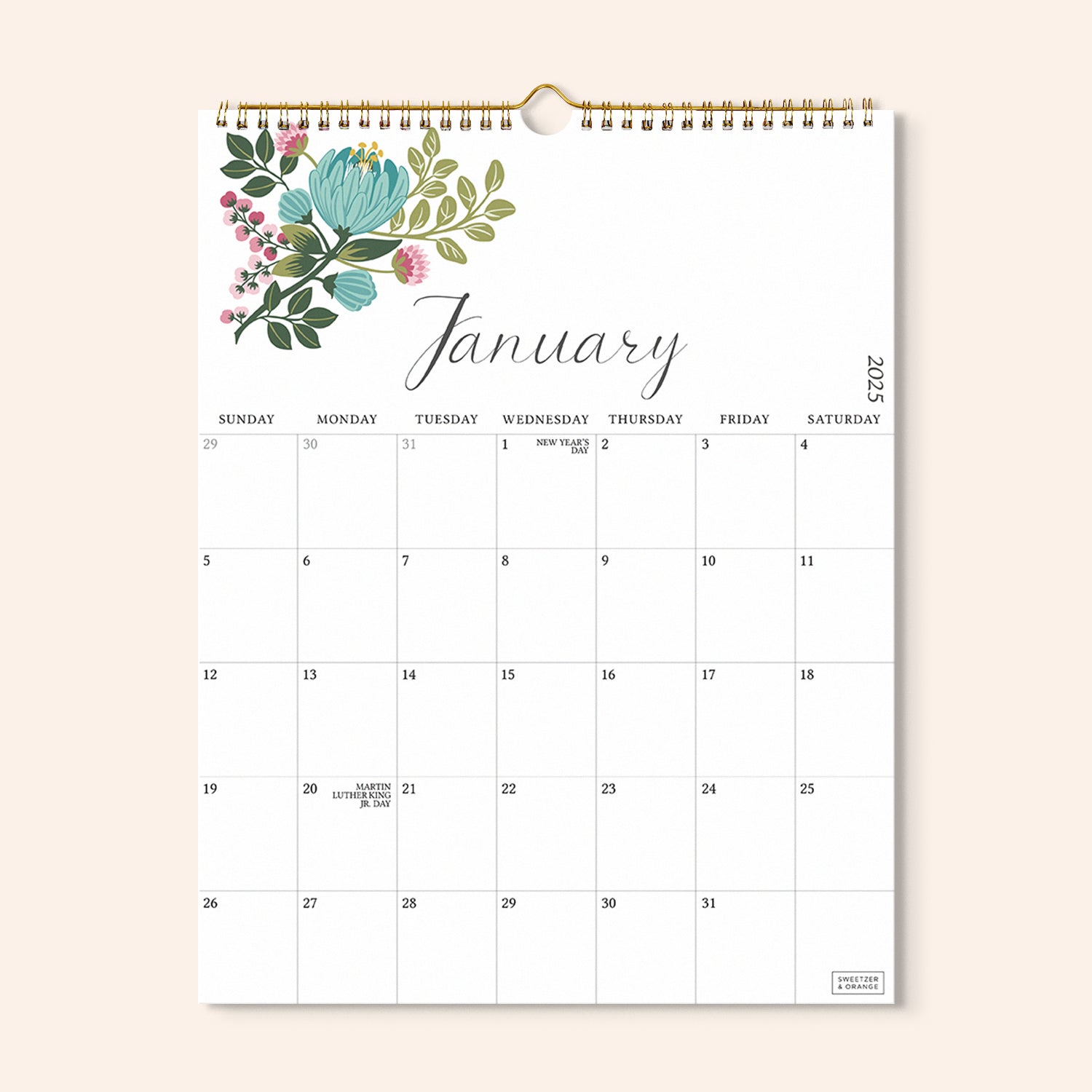 12 Flowers Wall Calendar
