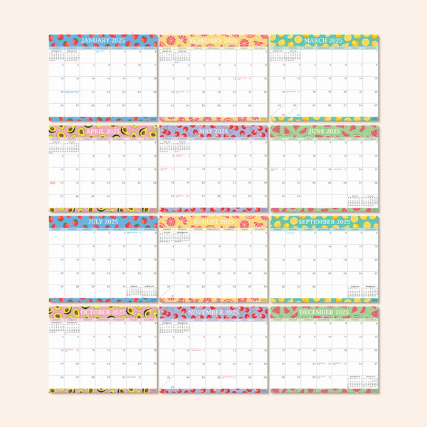 Fresh fruity fridge calendar--jan 2025 - june 2026