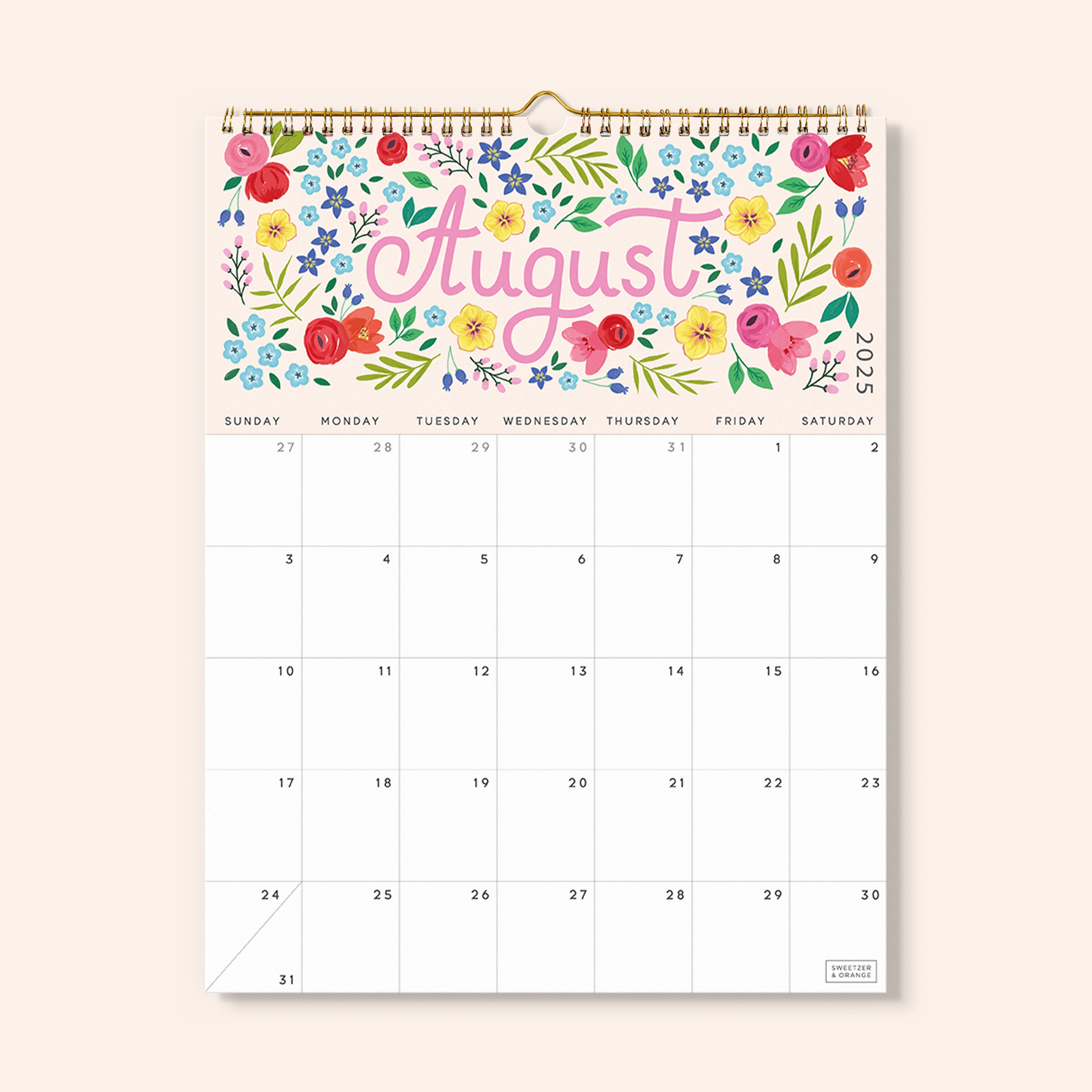 Five Color Wall Calendar July 2025 - December 2026