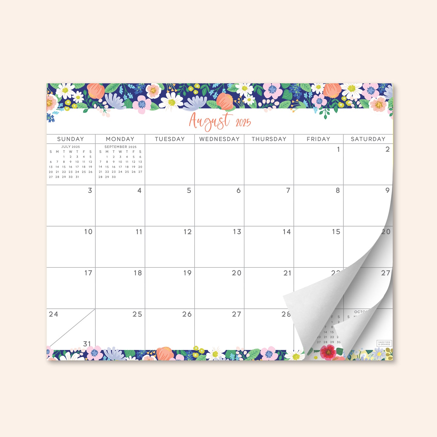 Floral Refrigerator Calendar July 2025 - December 2026