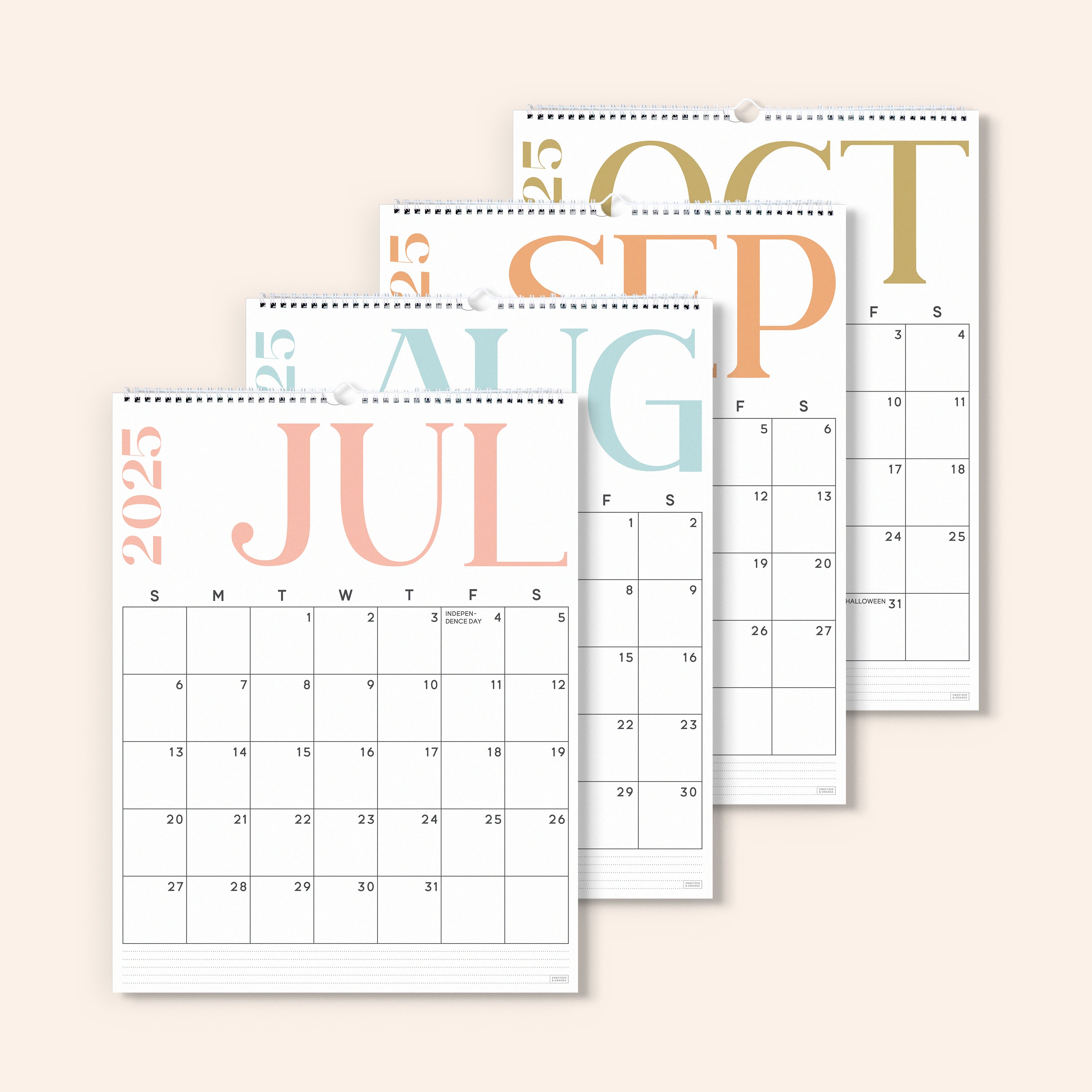 Modern Vertical Wall Calendar July 2025 - December 2026