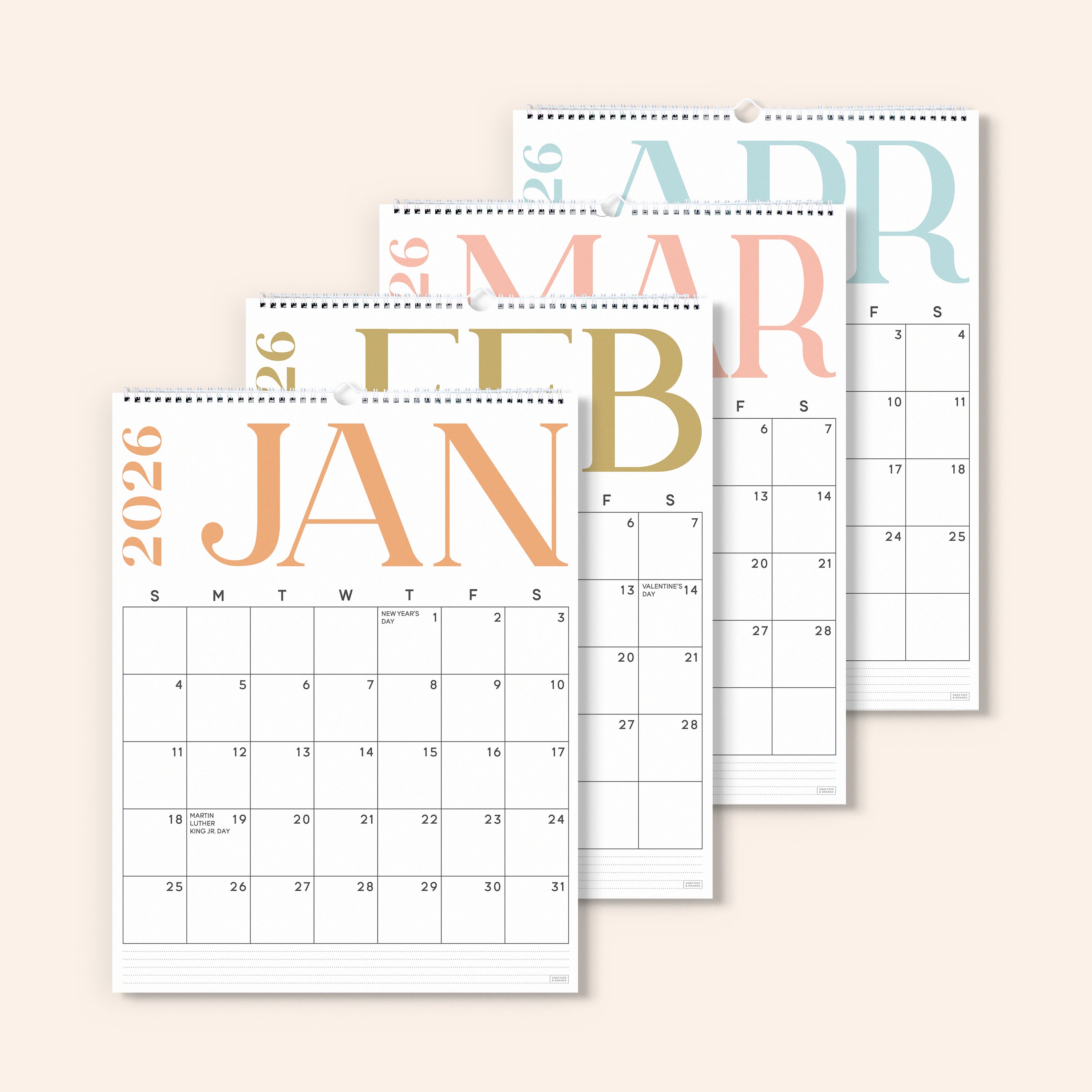 Modern Vertical Wall Calendar July 2025 - December 2026