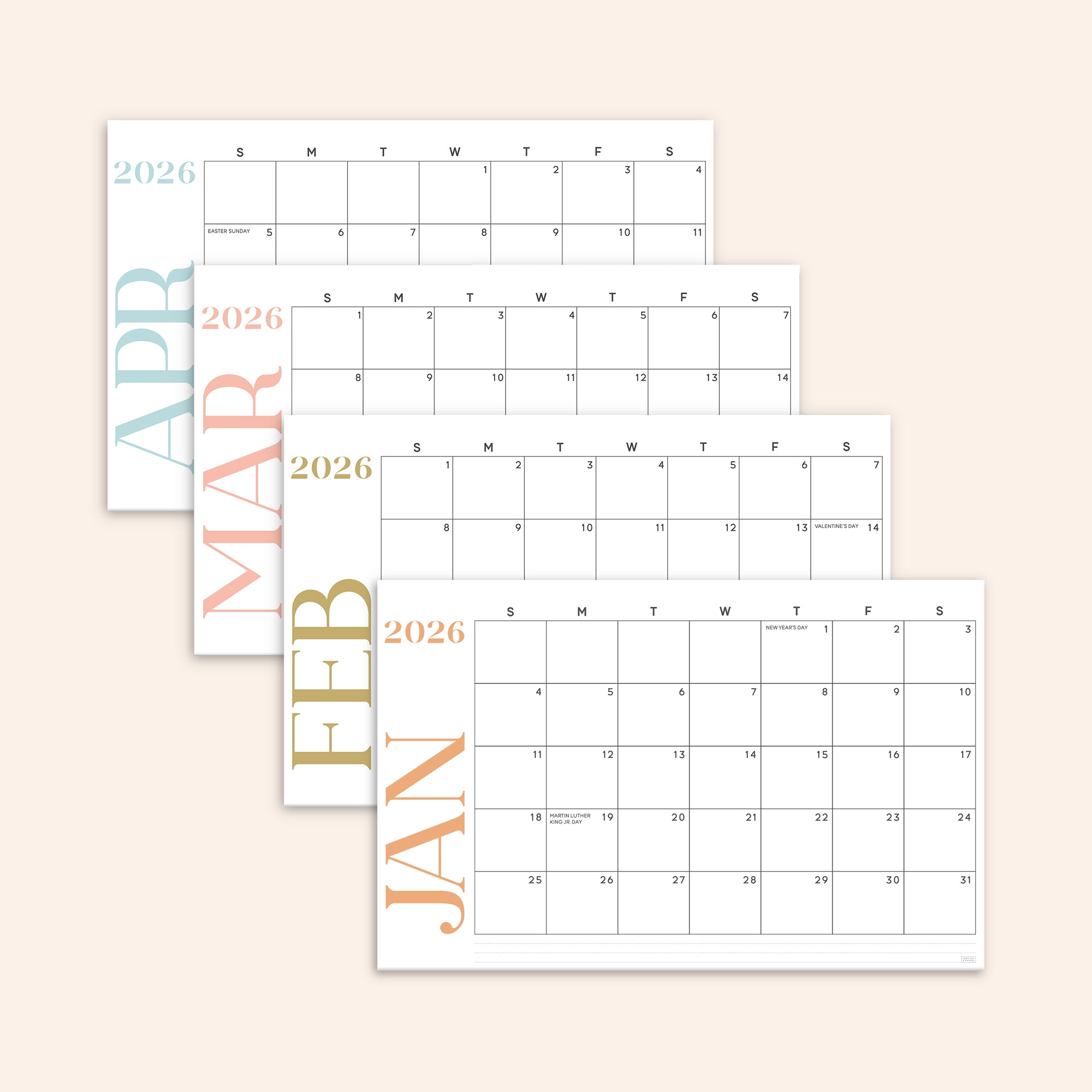 Modern Desk Calendar July 2025 - December 2026