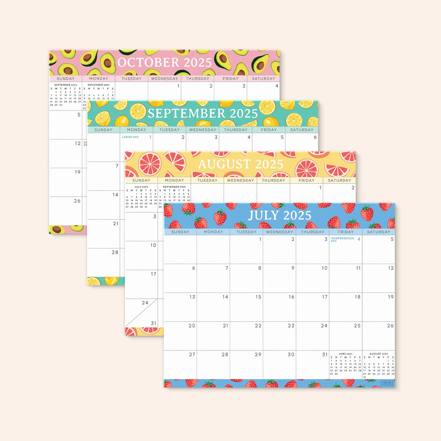 Fresh Fruity Fridge Calendar July 2025 - December 2026