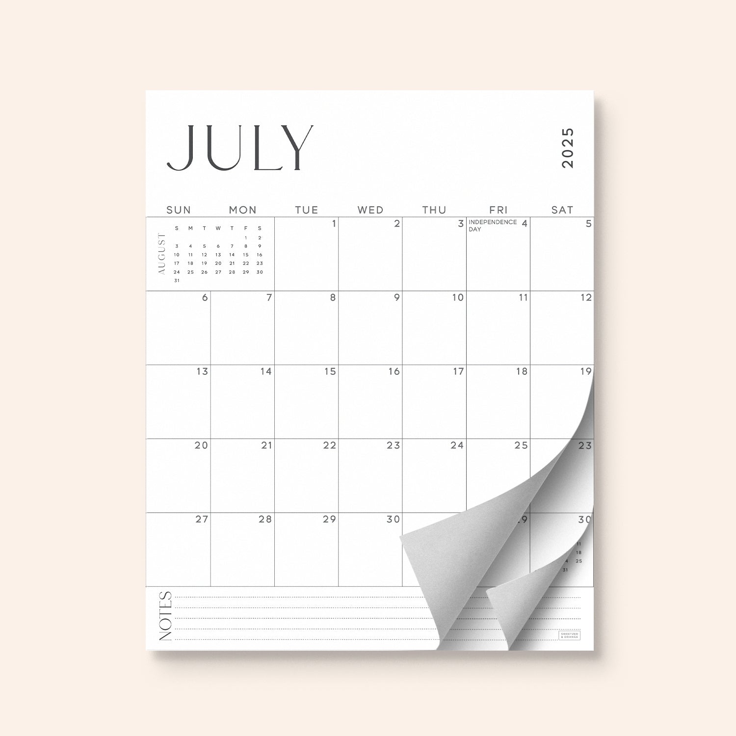 Modern Fridge Calendar July 2025 - December 2026