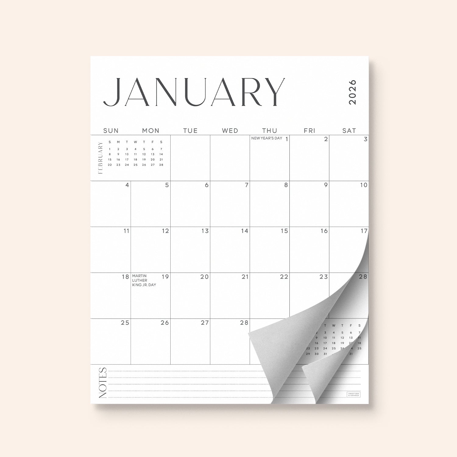 Modern Fridge Calendar July 2025 - December 2026