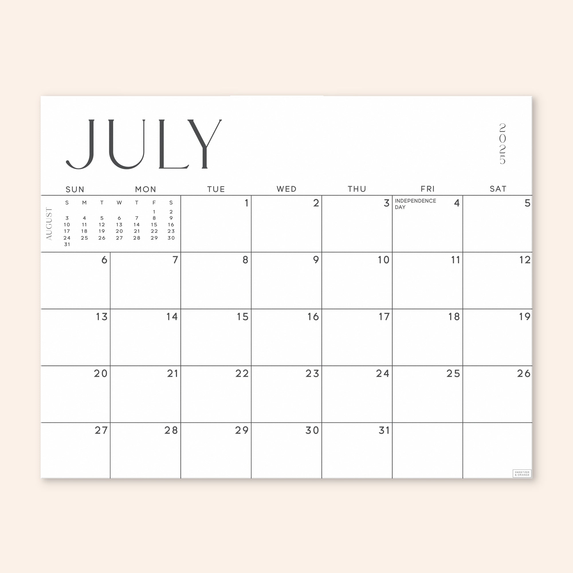 Simple Fridge Calendar July 2025 - December 2026