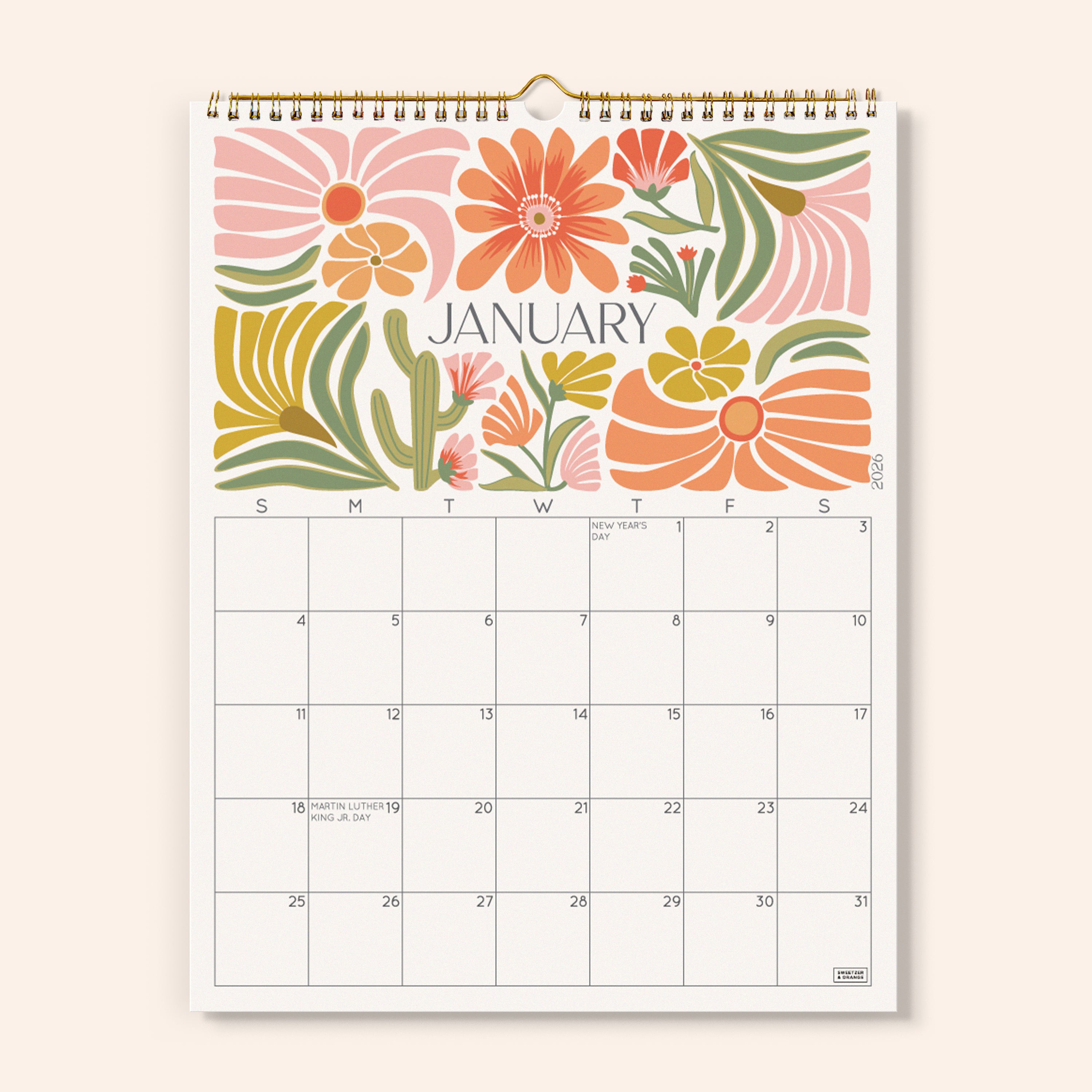 Desert Garden Wall Calendar Jan 2026 - June 2027