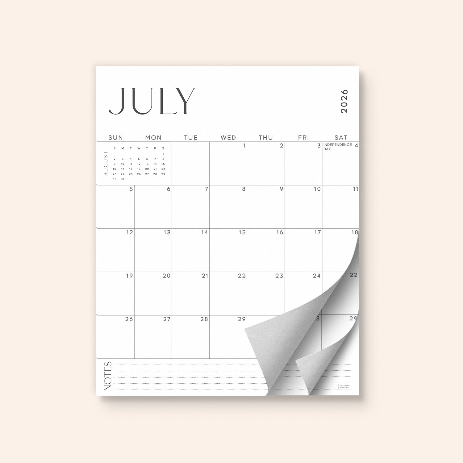 Modern Fridge Calendar July 2026 - December 2027
