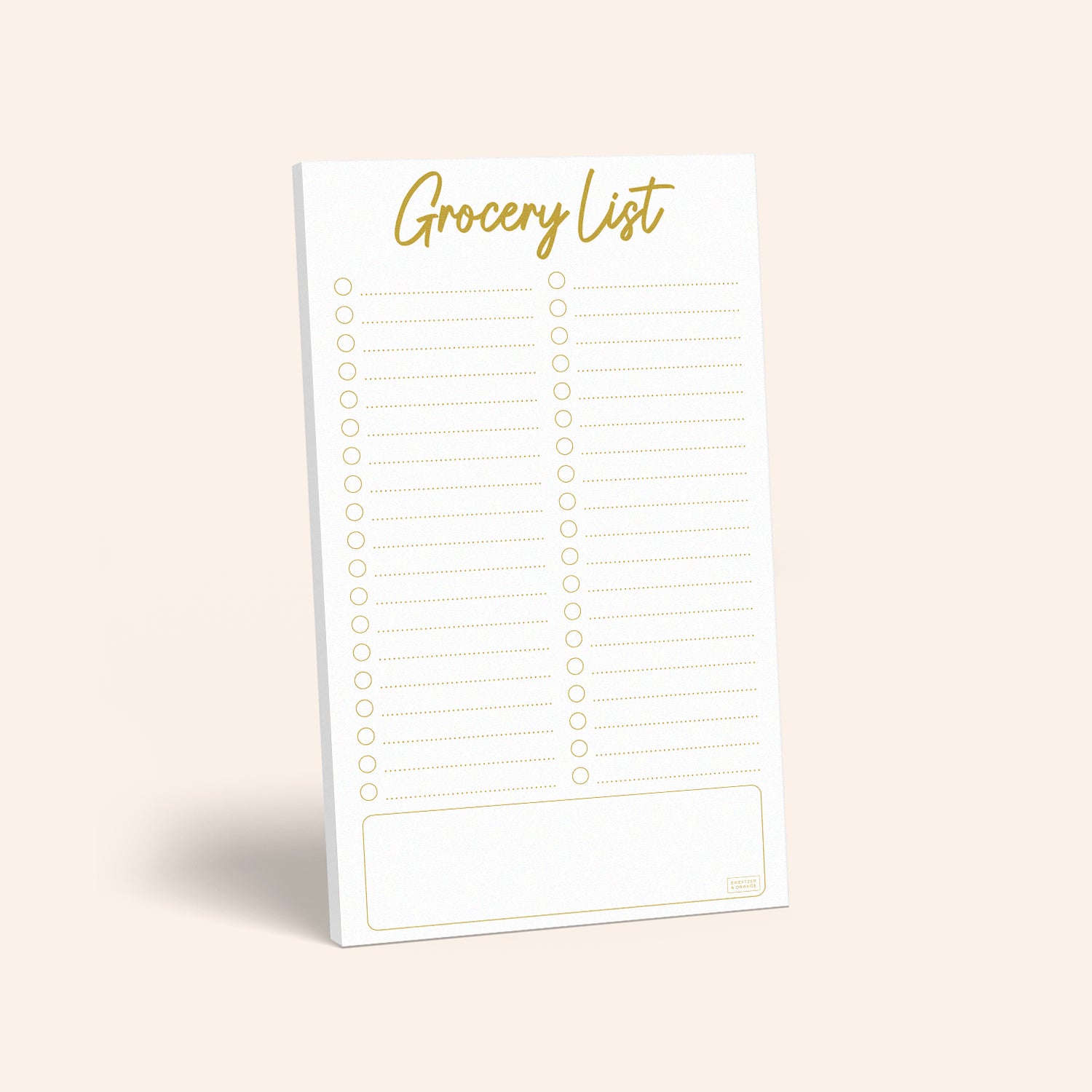 Gold Grocery List Fridge Pad