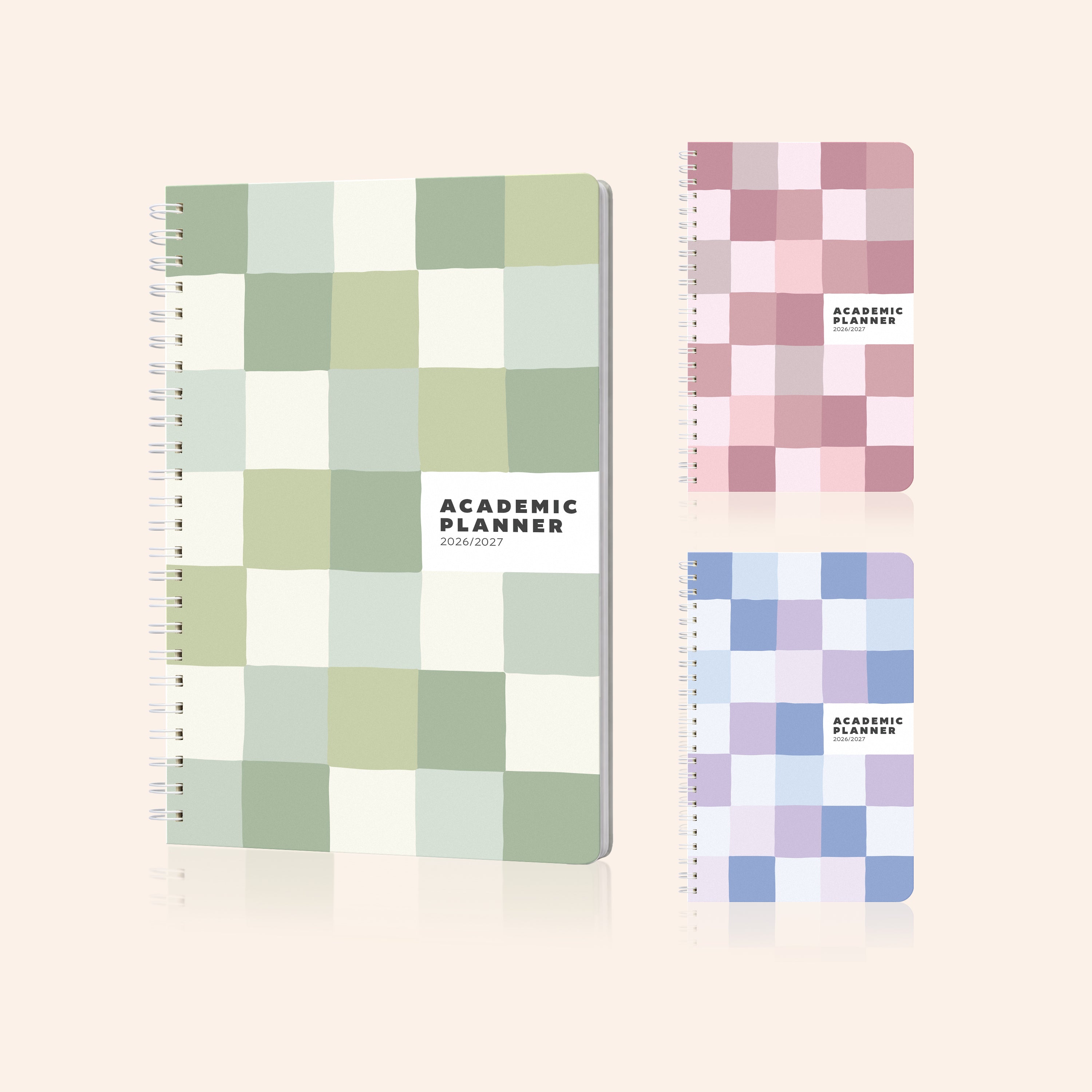 Checkered Green Academic Planner Notebook | 2026-2027