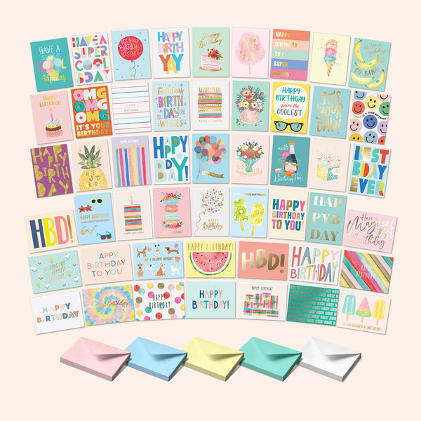 Birthday Card Assortment | Set of 50 – Sweetzer & Orange