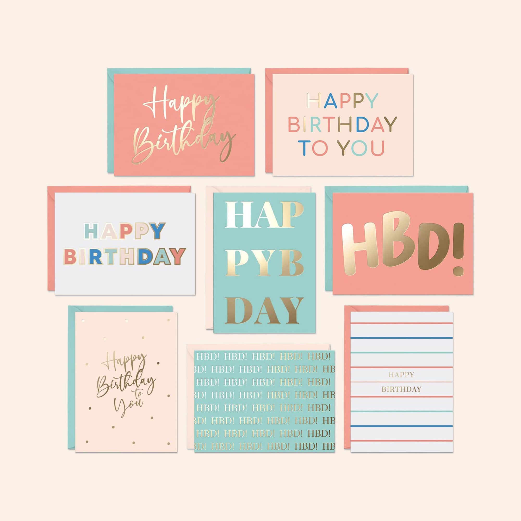 Text Birthday Cards | Set of 24