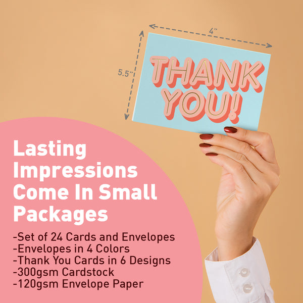 Bold and Bright Thank You Cards | Set of 24 – Sweetzer & Orange