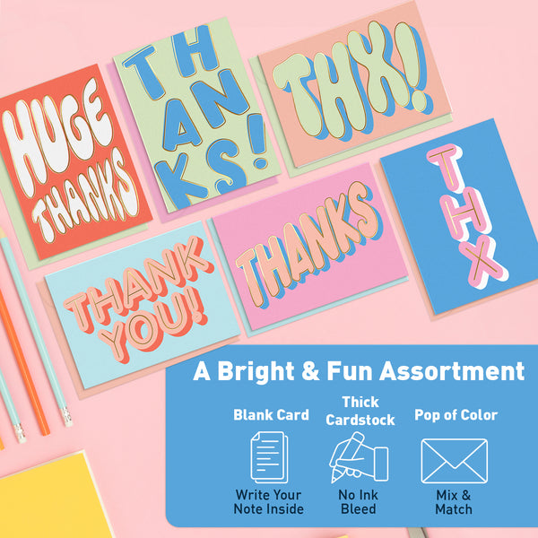 Bold and Bright Thank You Cards | Set of 24 – Sweetzer & Orange