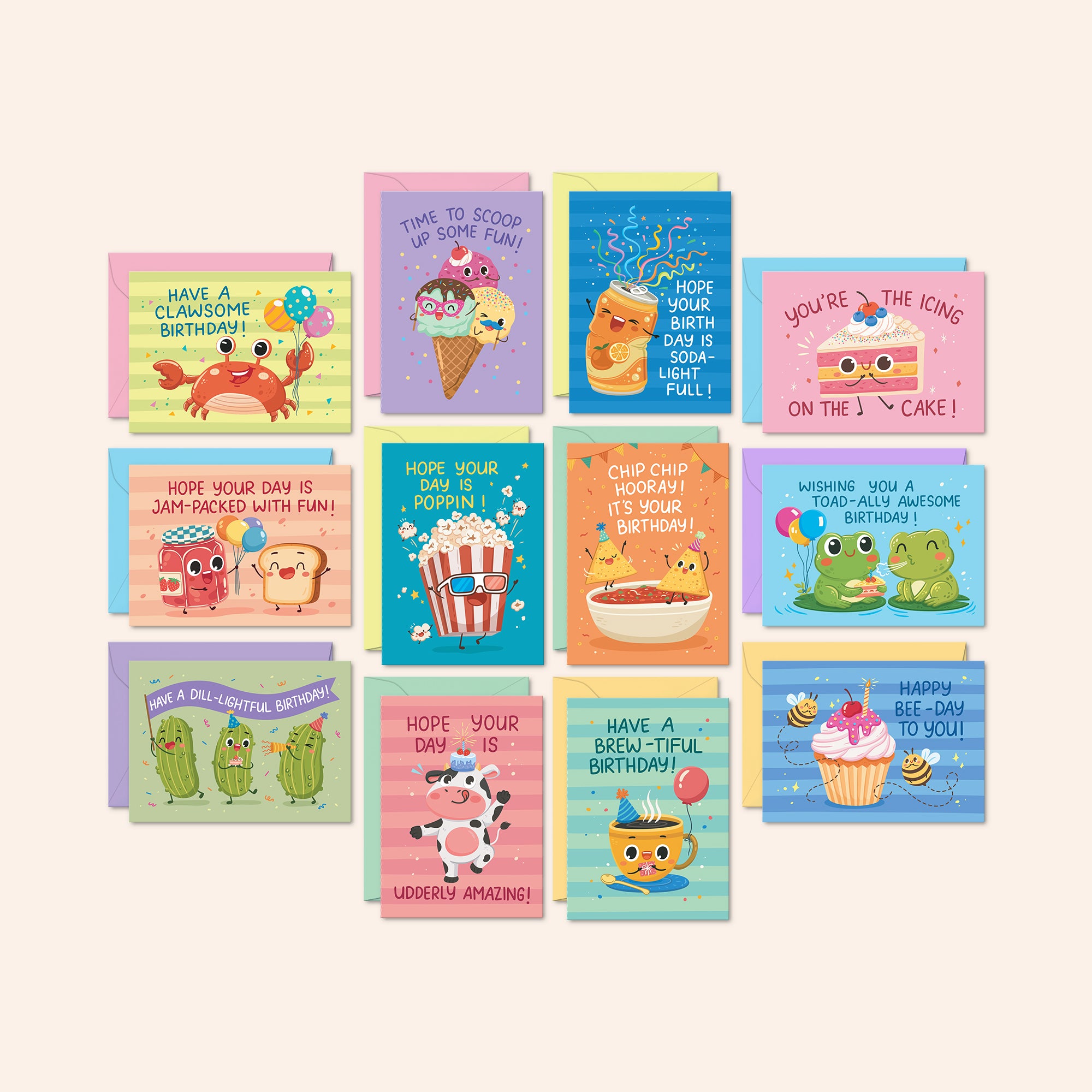 Punny Birthday Cards | Set of 24