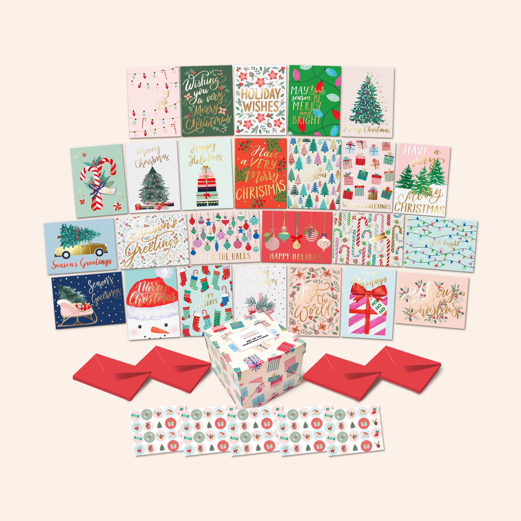 Set of 100 Christmas Cards