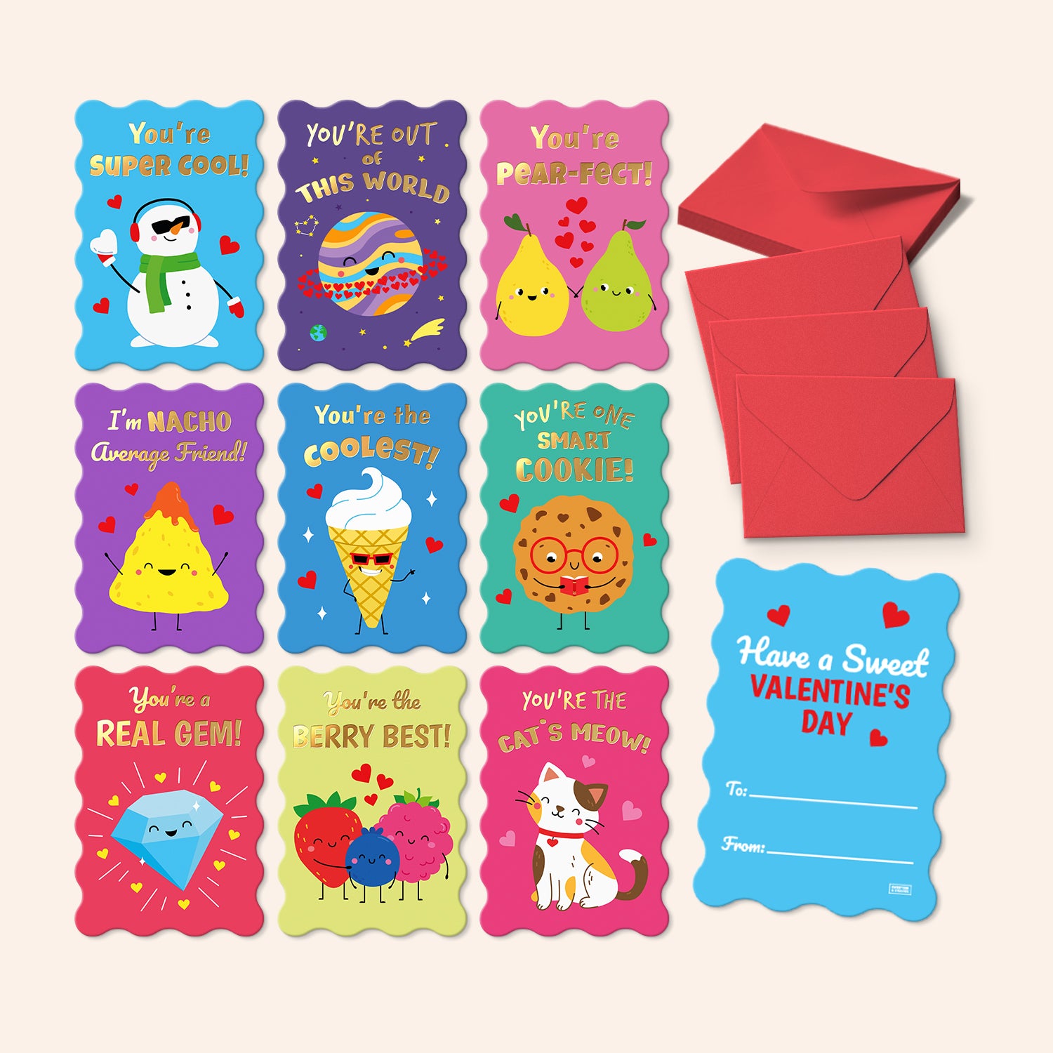 Set of 36 Nacho Average Friend Valentine’s Day Cards for Kids