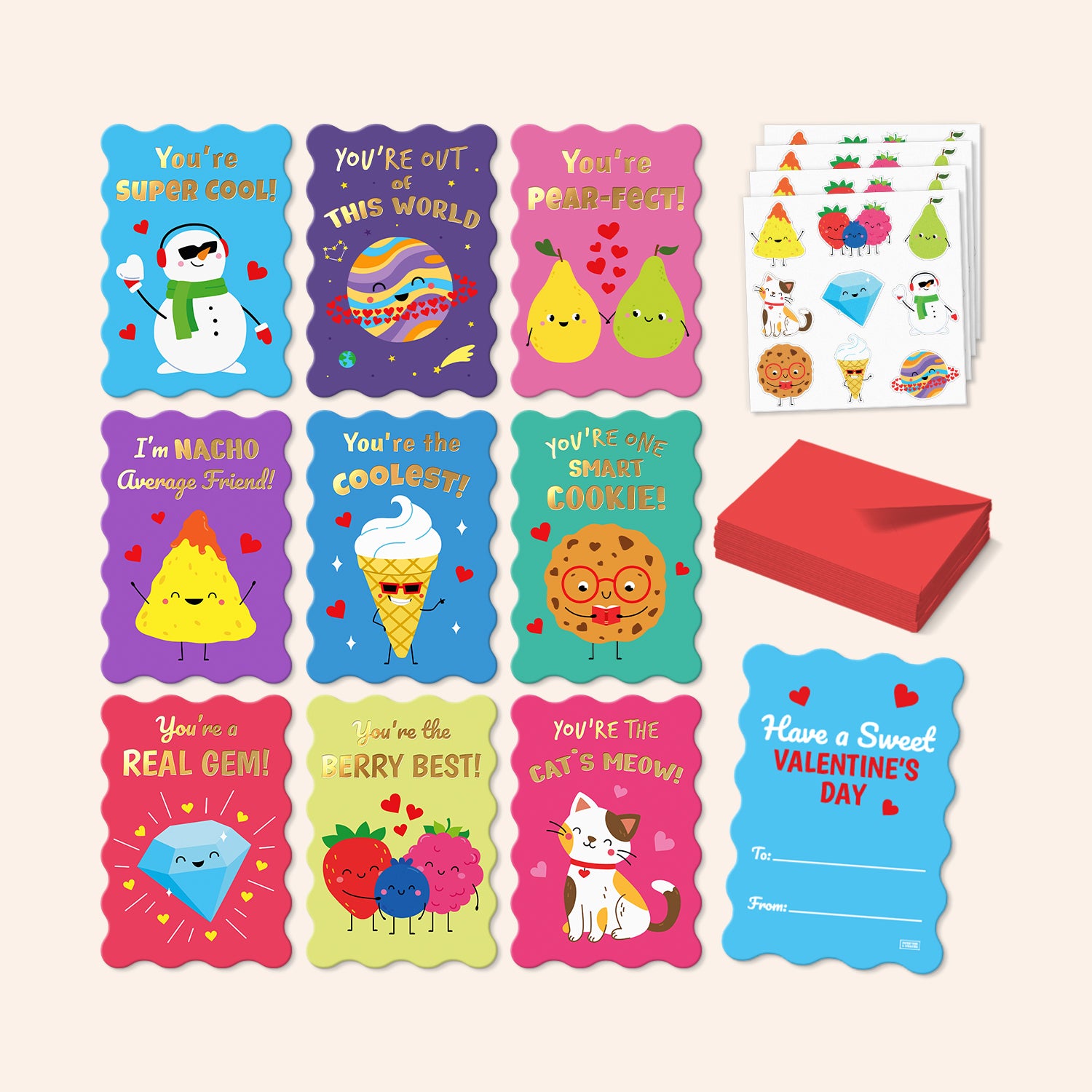 Set of 36 Nacho Average Friend Valentine’s Day Cards for Kids