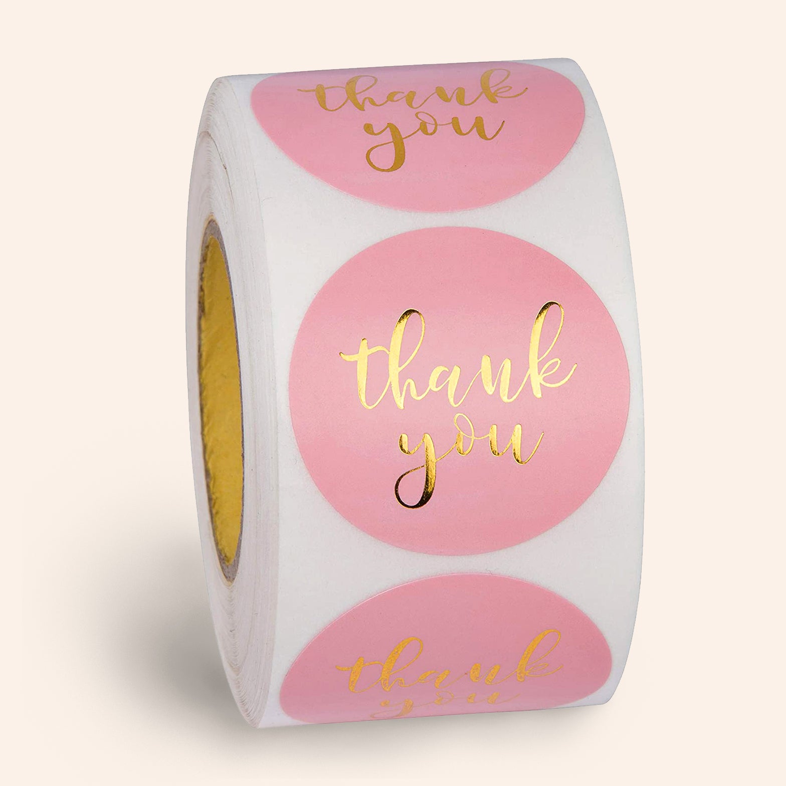 Pink and Gold Foil Thank You Stickers
