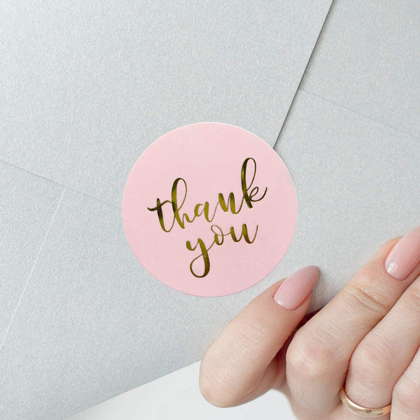 Pink and Gold Foil Thank You Stickers – Sweetzer & Orange