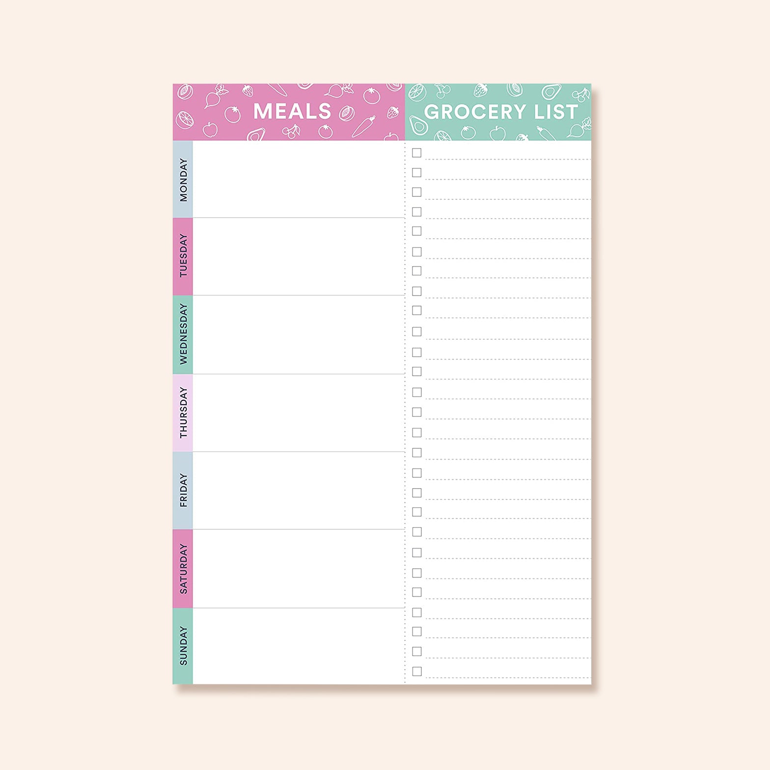 Purple and Teal Meal Planner Notepad
