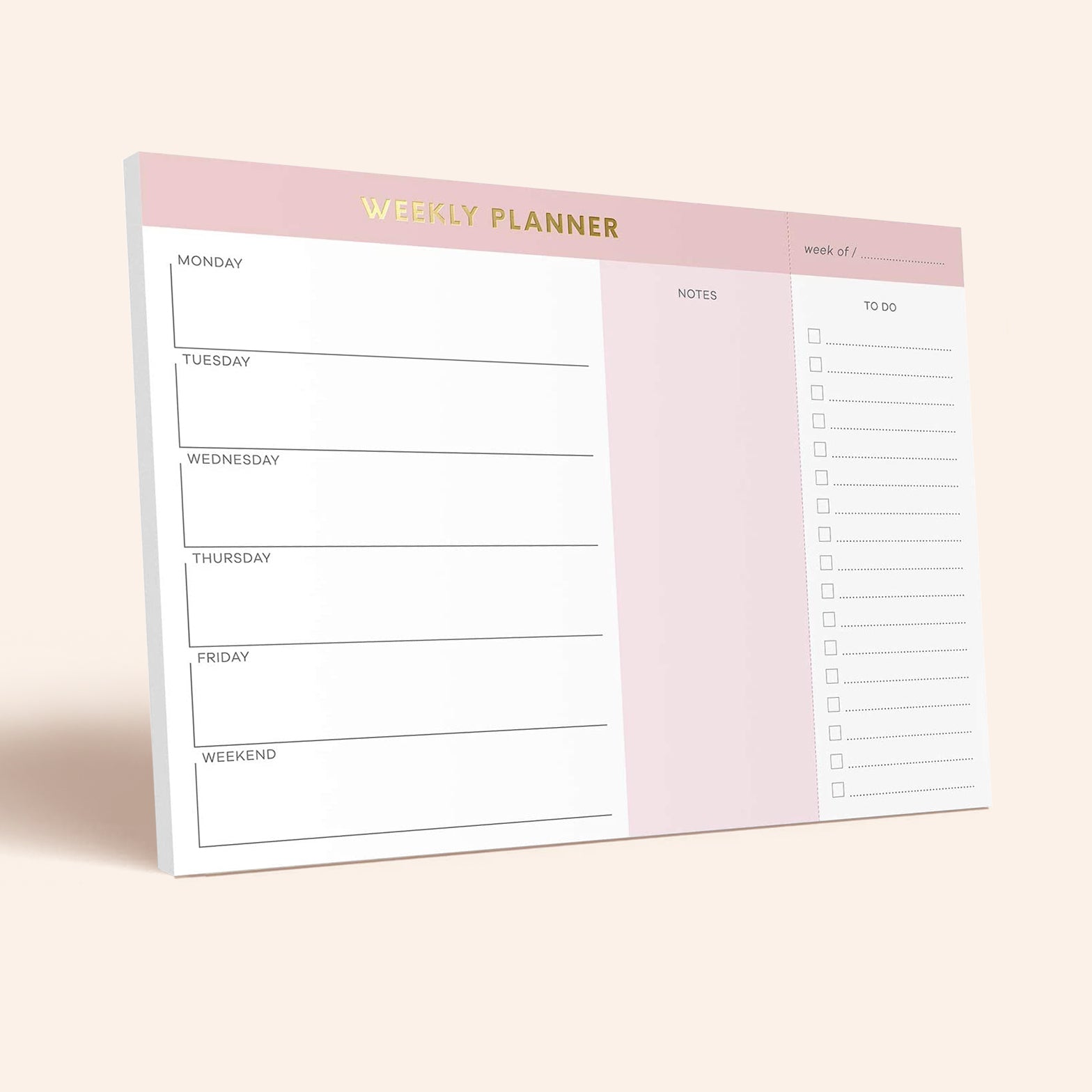 Pink Weekly Planner Notepad
