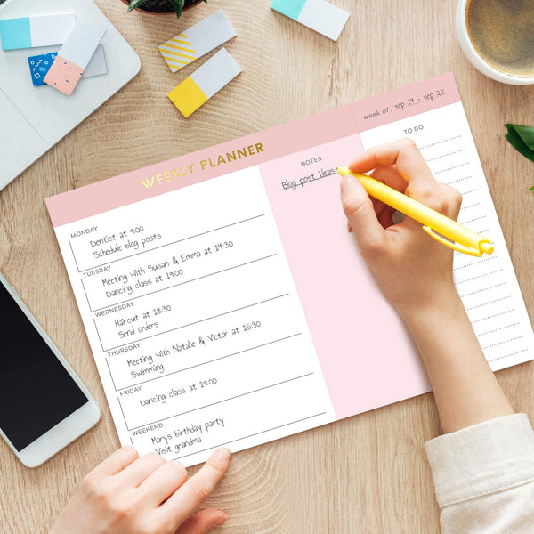 Pink Weekly Planner Notepad – Sweetzer & Orange
