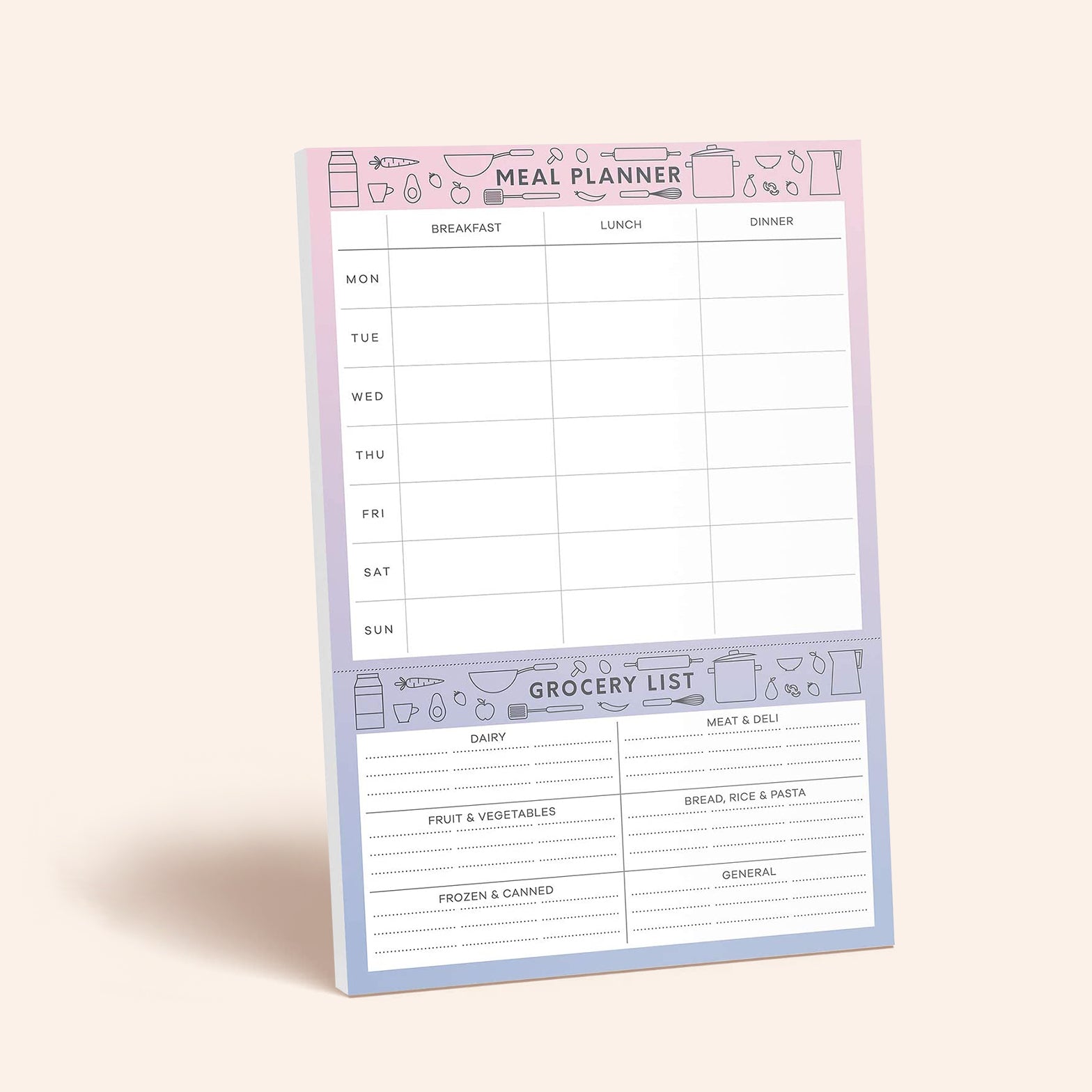 Combo Meal Planner and Grocery List Notepad