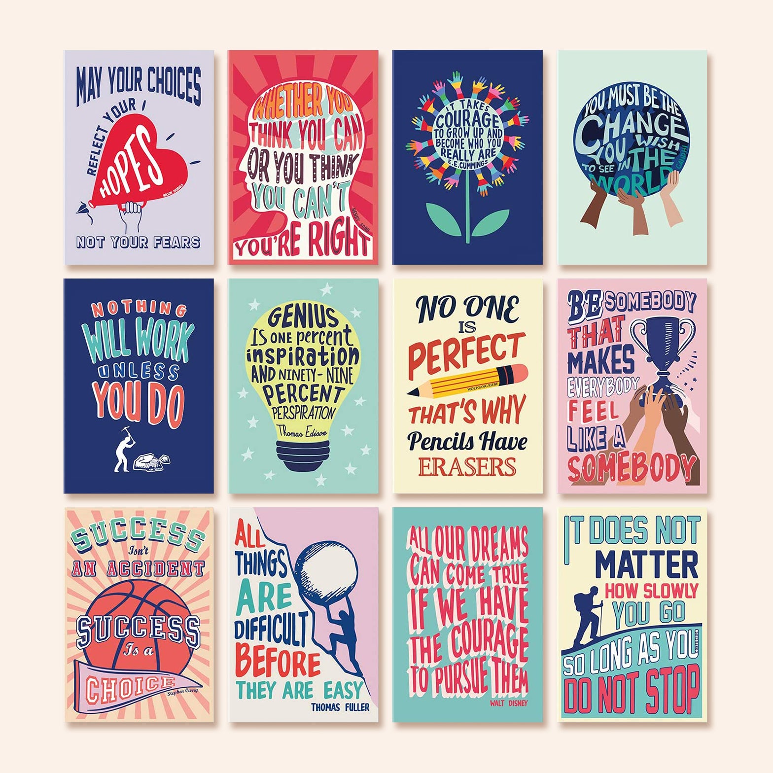 Set of 12 Inspirational Notebooks