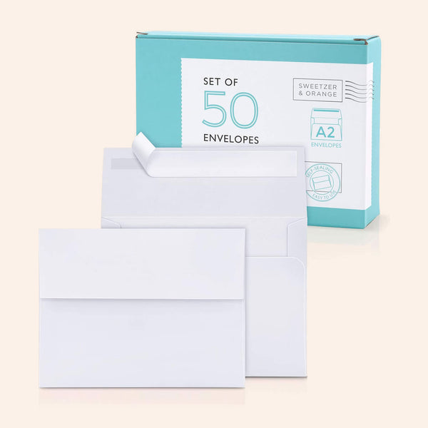 A2 White Envelopes | Set of 50 – Sweetzer & Orange