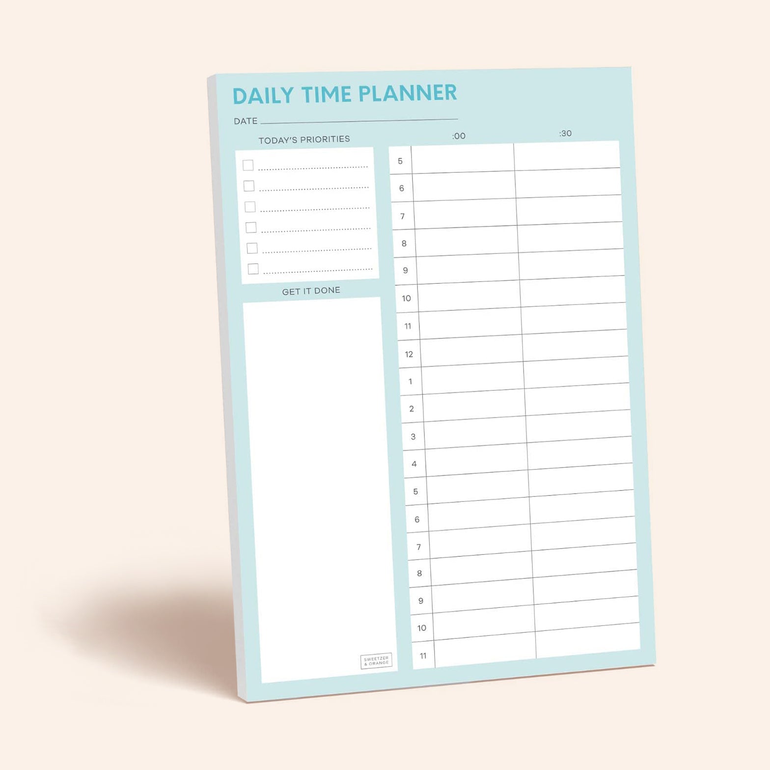 Daily Time Planner Notepad
