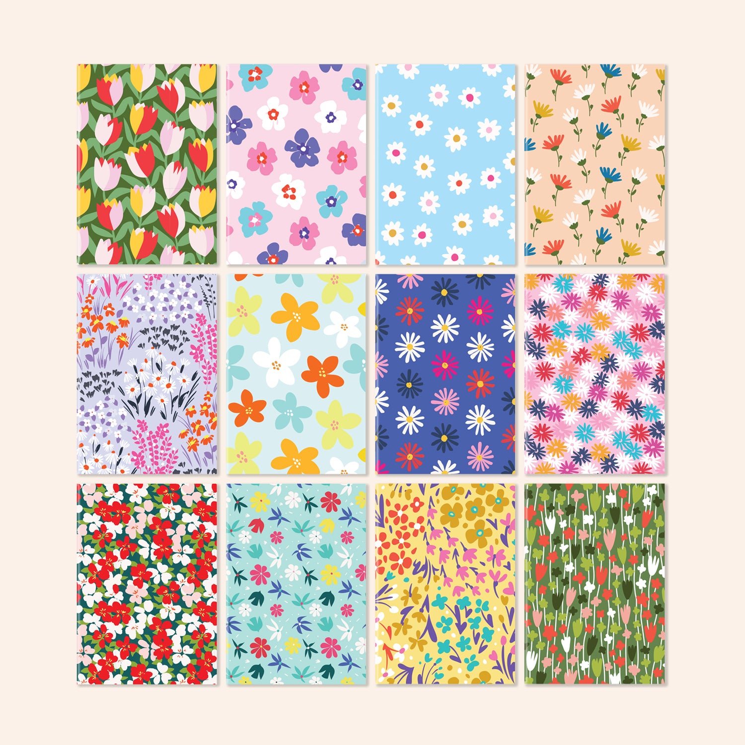 Set of 12 Floral Mini-Notebooks