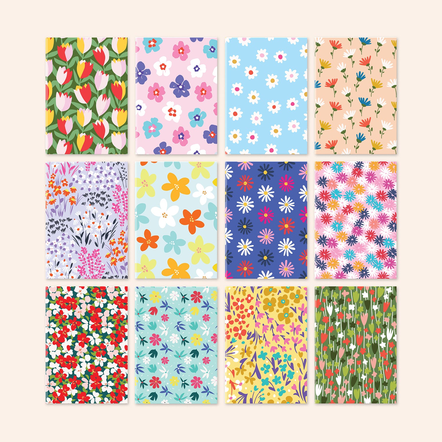 Set of 24 Floral Mini-Notebooks