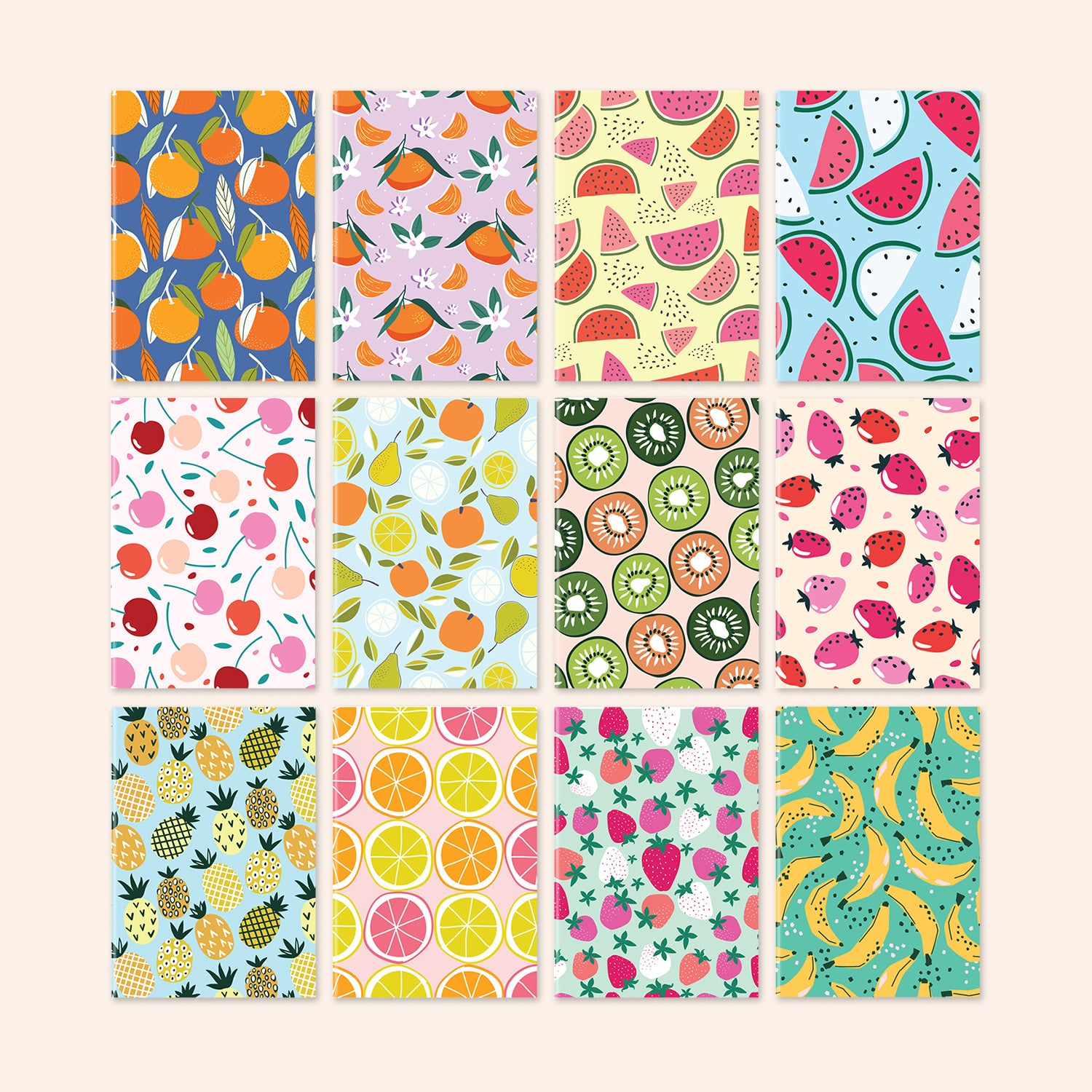 Set of 12 Fruity Mini-Notebooks