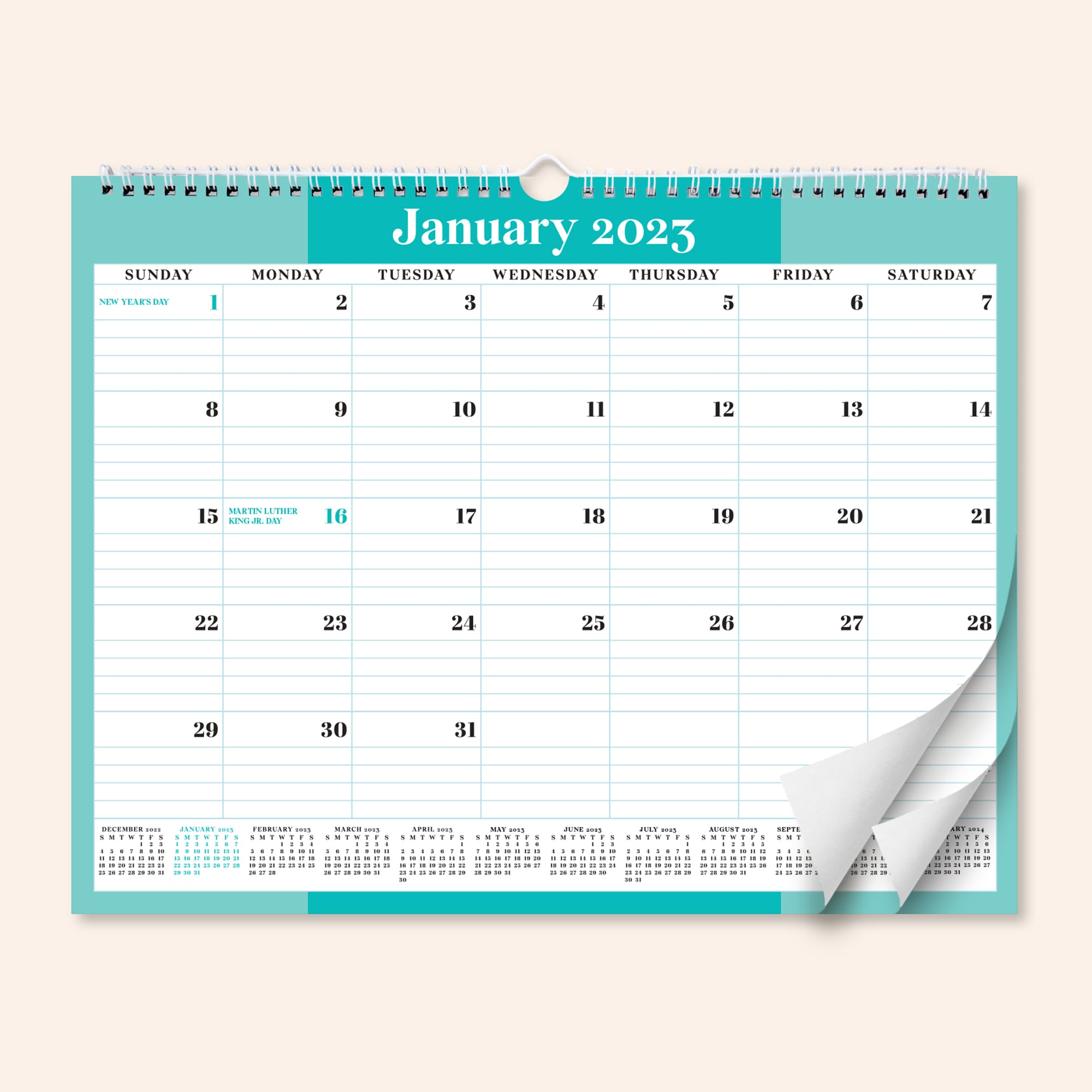 2023-2024 Mint Wall Calendar